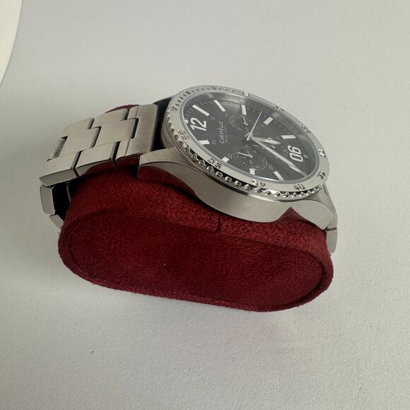 Caravelle by Bulova Chronograph, Silver Stainless Steel Band, Men's Wristwatch - Picture 4 of 7
